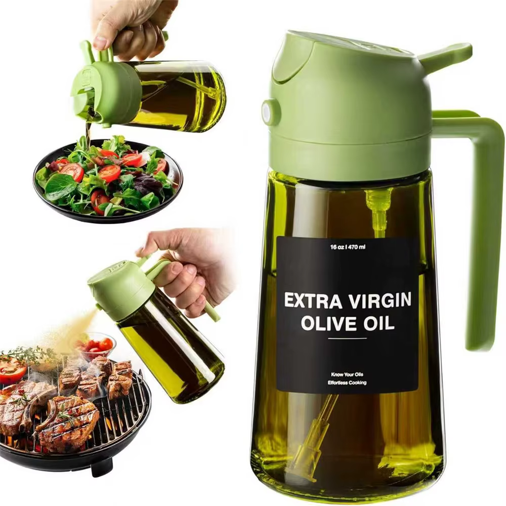 Distributeur d'huile d'olive, pulvérisateur pour la cuisson 2 en 1, vaporisateur et verseur, bouteil