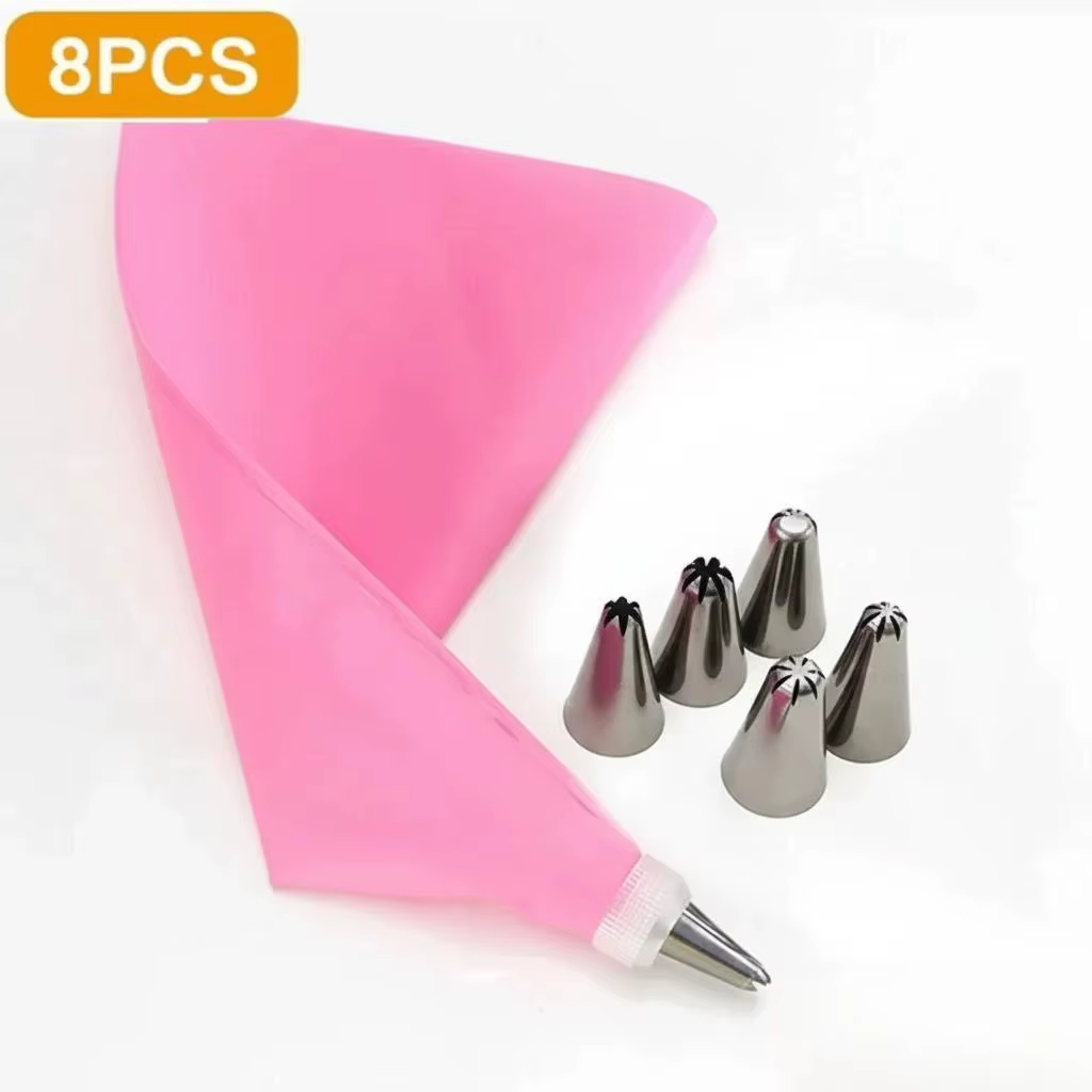 Ensemble de 8 poches à douille en silicone (24 pièces) avec bec verseur pour la décoration précise d