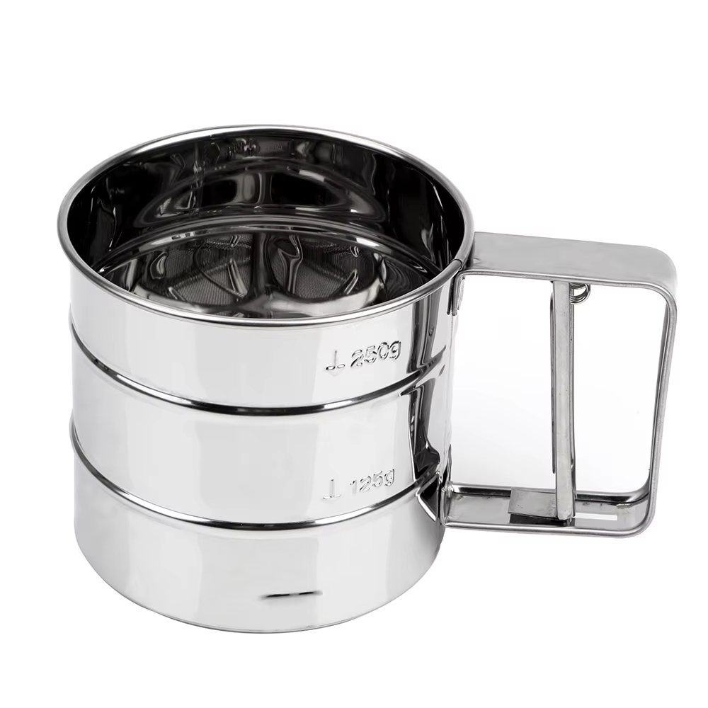 2 pièces Tamis doseur en acier inoxydable pour sucre glace, poudre et farine, outils de pâtisserie