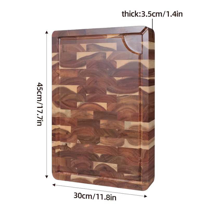 Bloc à découper épais planches à découper en bois d'acacia Double face utilisant une planche à froma