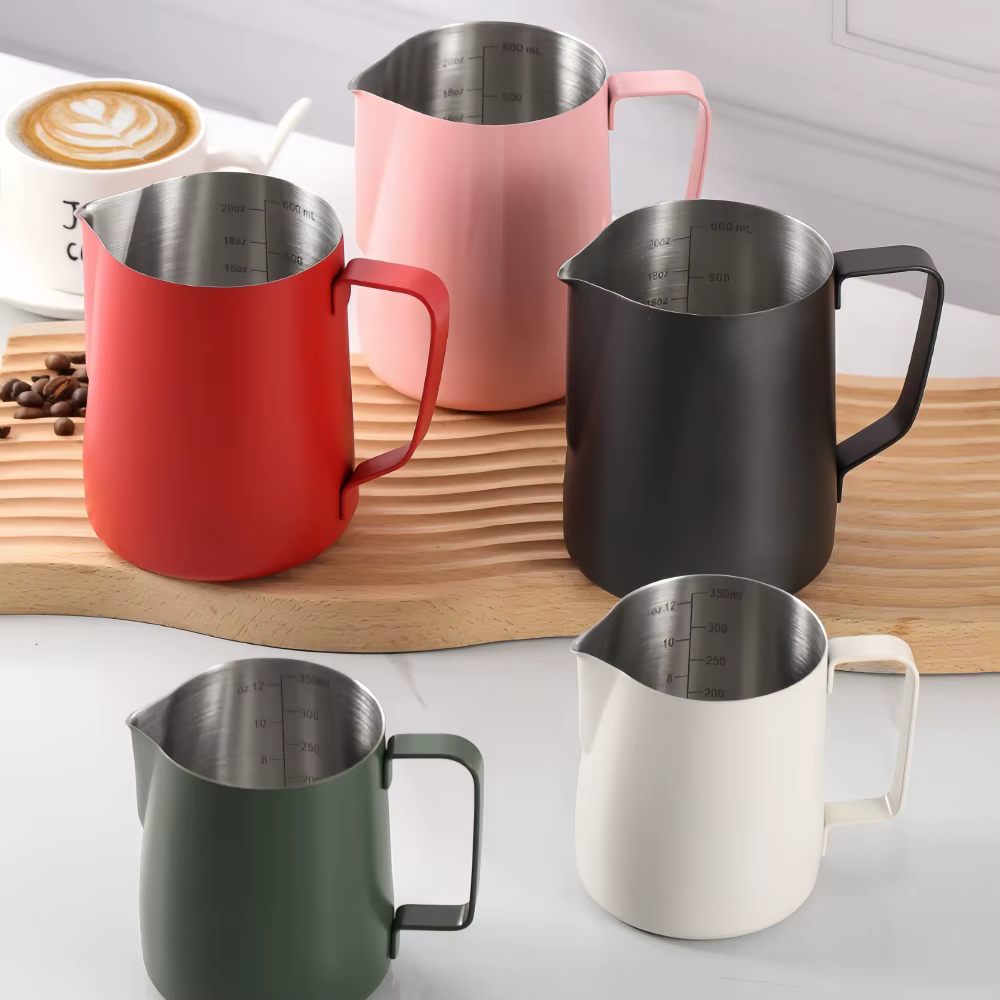 Pichet à mousse de café et de lait, 350/600ML, en acier inoxydable 304, échelle précise, haute quali