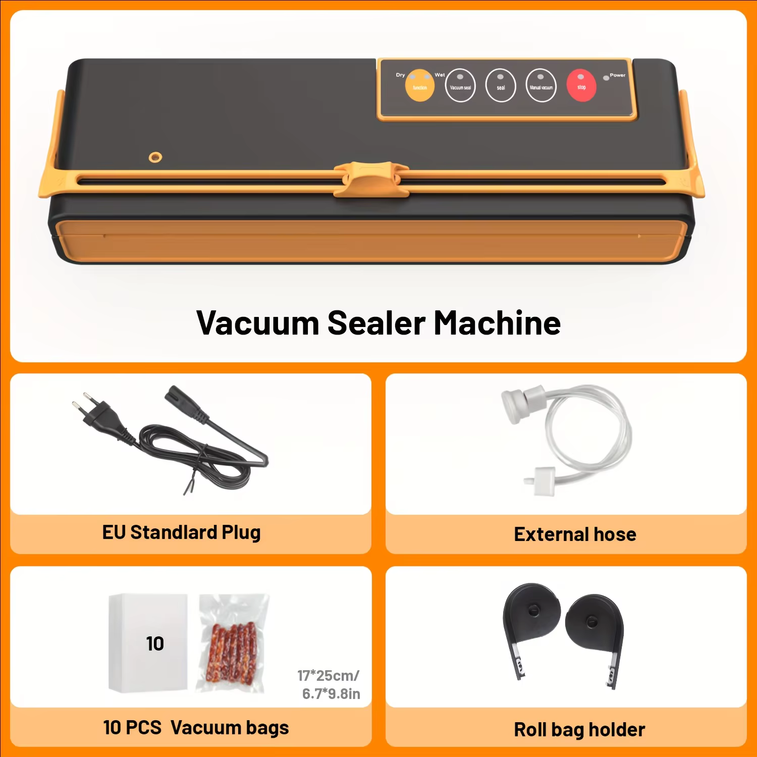 Machine à sceller sous vide. Succion haute puissance -70Kpa. Porte-rouleau de sac. Pour sacs de 32 c