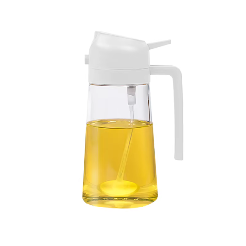 Bouteille de pulvérisation d'huile d'olive 2 en 1, pulvérisateur d'huile en plastique de 500ml, cont