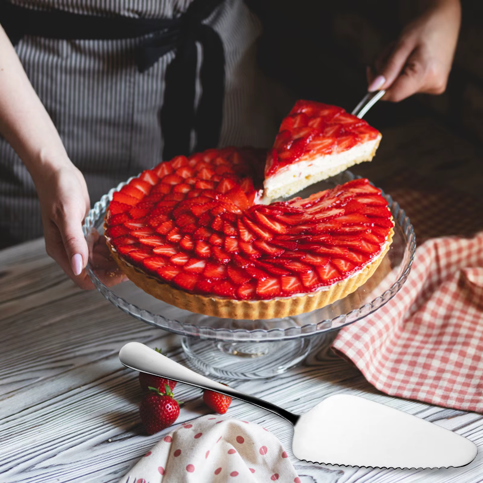 Pelle à gâteaux avec bord dentelé, facile à nettoyer, Surface lisse, serveur à gâteaux pour vaissell