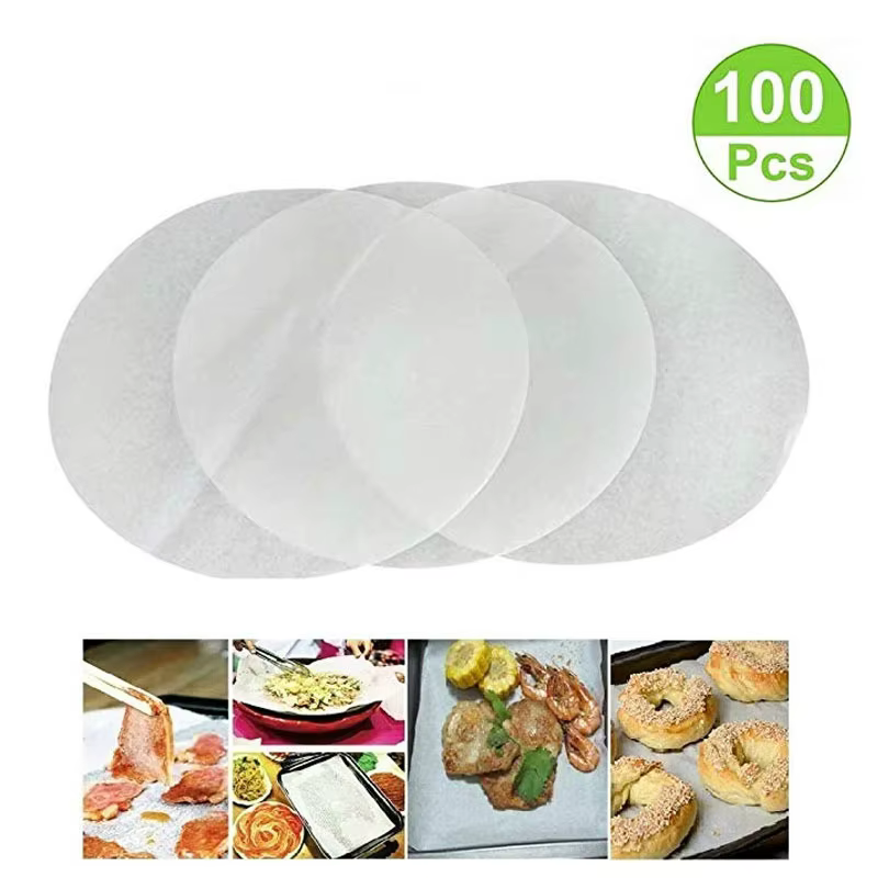 Lot de feuilles de papier parchemin rondes pour pâtisserie, 100 pièces, feuilles de cuisson antiadhé