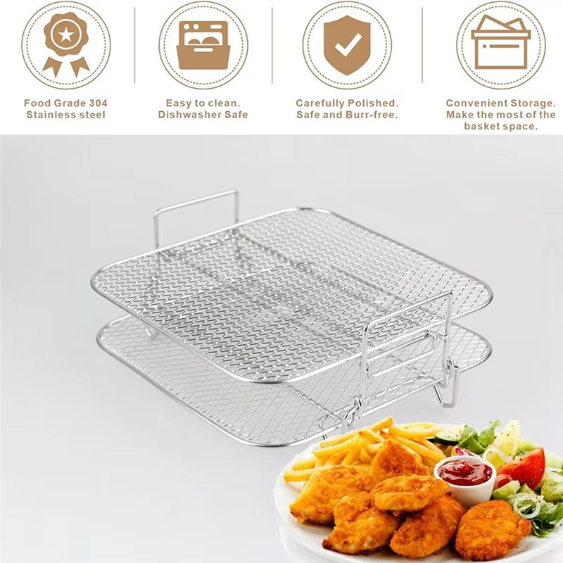 LECKL-2-Layers Air Fryer Grilling Rack For 4.2-5.8QT Air Fryer Kitchen Oven Steamer Cooker