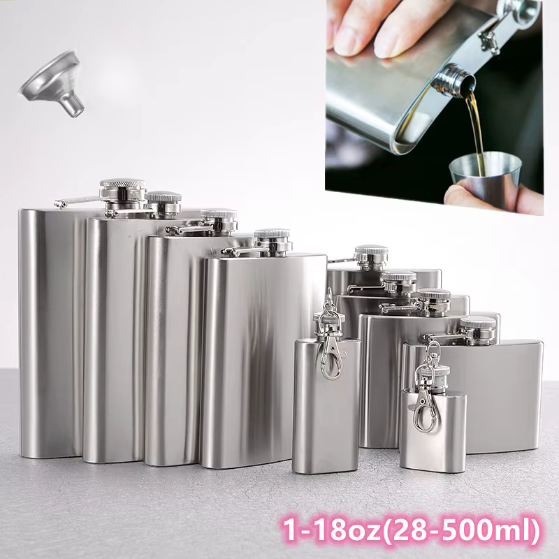 1 2 3 4 5 6 7 8 9 10 12 18oz fiole en acier inoxydable avec entonnoir poche fiole alcool whisky hanc
