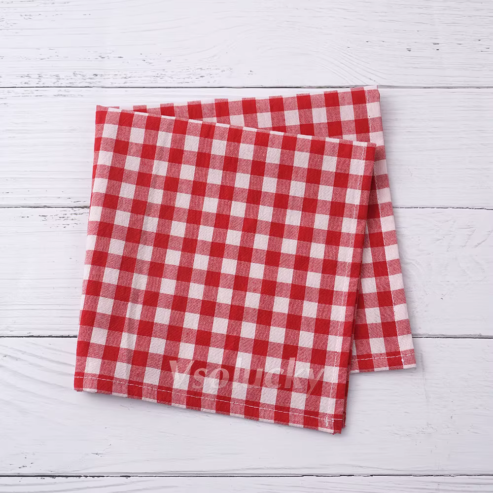 Serviette de table en tissu gingham 42x42cm, coton, petits carreaux, rouge, noir, jaune, kaki, bleu,