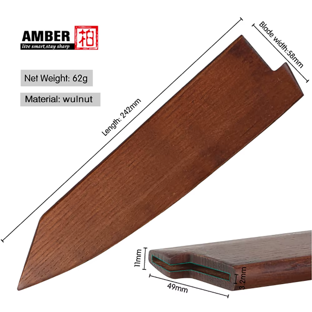 Couteau de cuisine noyer noir saya, gaine en bois, manchon de protection pour couteau sashimi