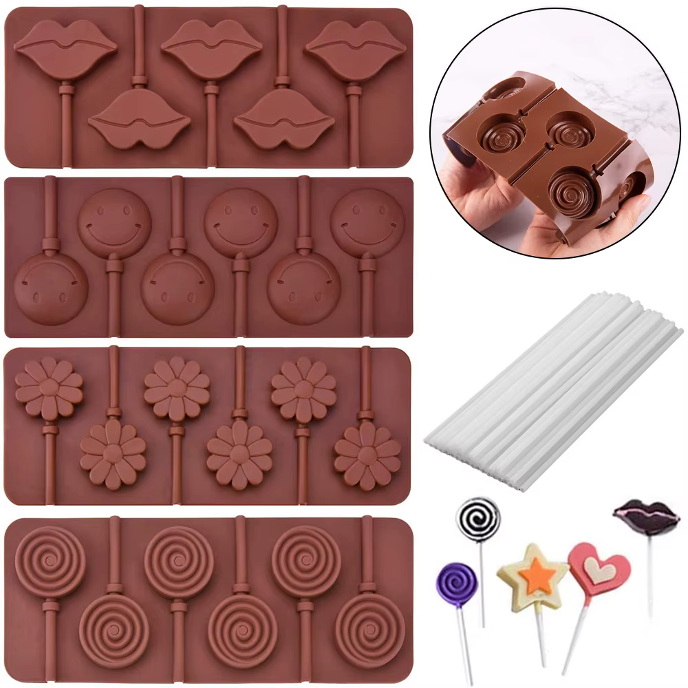 Moule rond à sucettes en Silicone, fleur mignonne, gelée, bonbons, chocolat, savon, ustensiles de cu