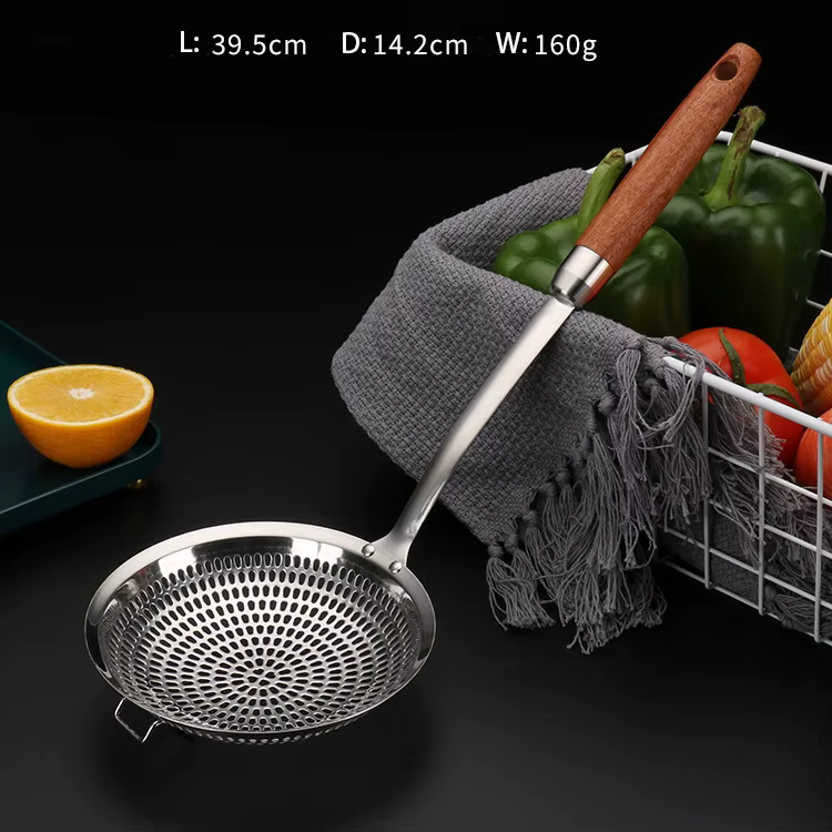 Grande cuillère à fentes en acier inoxydable épaissi, écumoire pour ménage, cuisine commerciale, pas