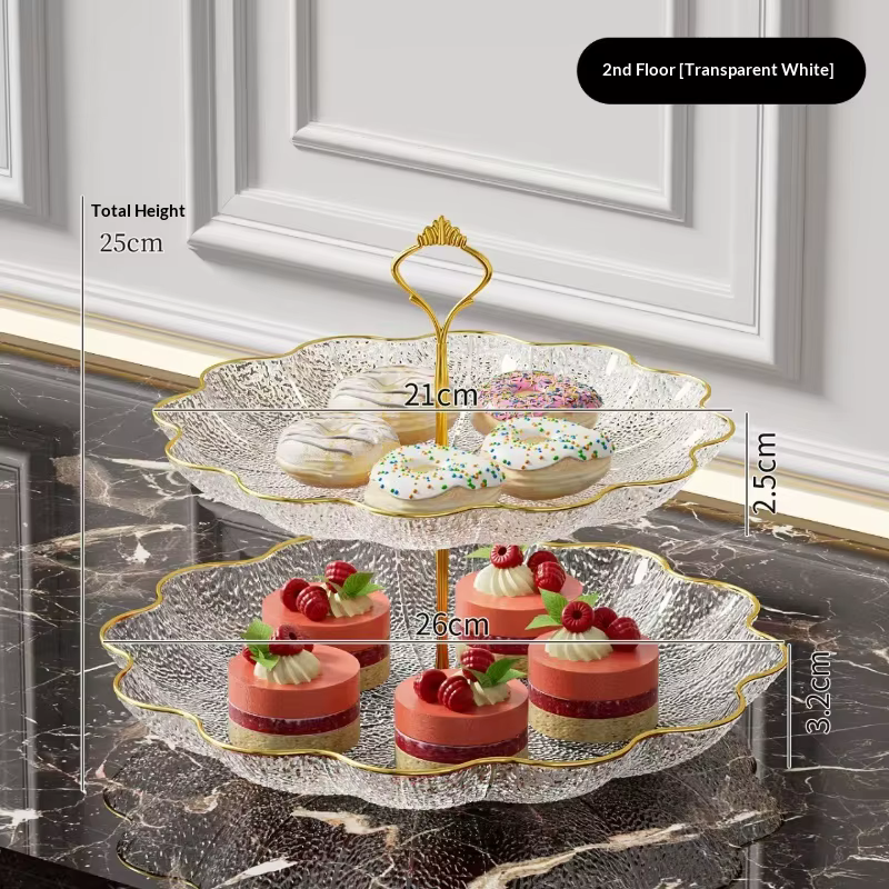 Plateau à Dessert à trois couches en feuille de Lotus, plateau créatif pour salon, maison, thé de l'
