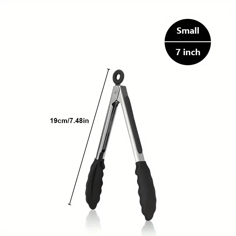 Pinces de cuisine robustes en acier inoxydable, 3 tailles disponibles, avec embouts en Silicone, con
