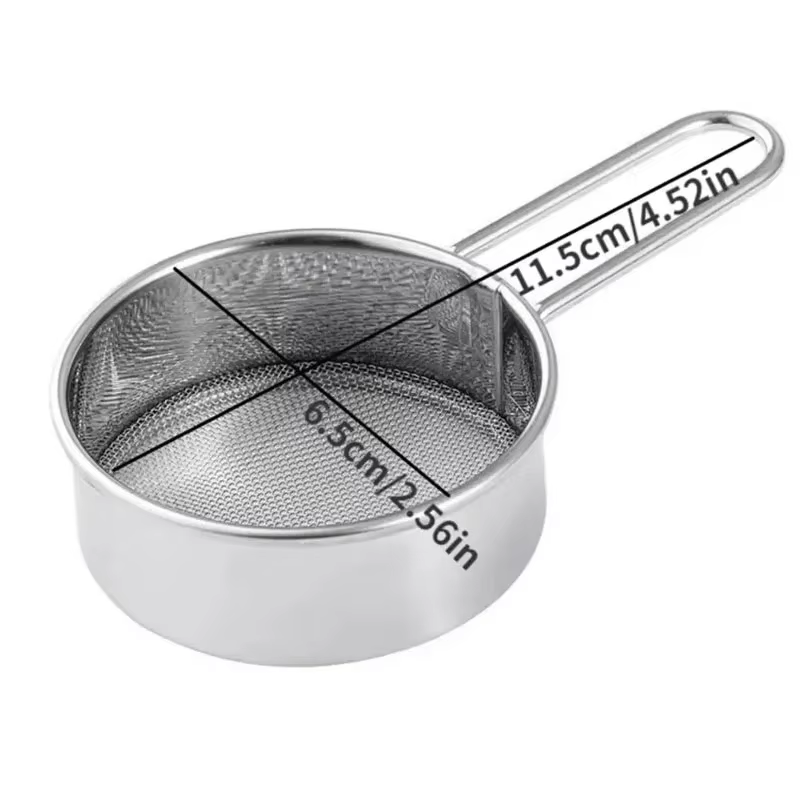 Tamis à farine de cuisson, passoire alimentaire en poudre, tamis réutilisable à main en acier inoxyd
