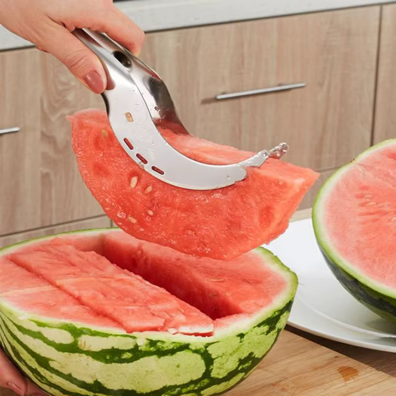 Couteau à trancher d'artefact de pastèque, couteau en acier inoxydable, outils pour fruits et légume