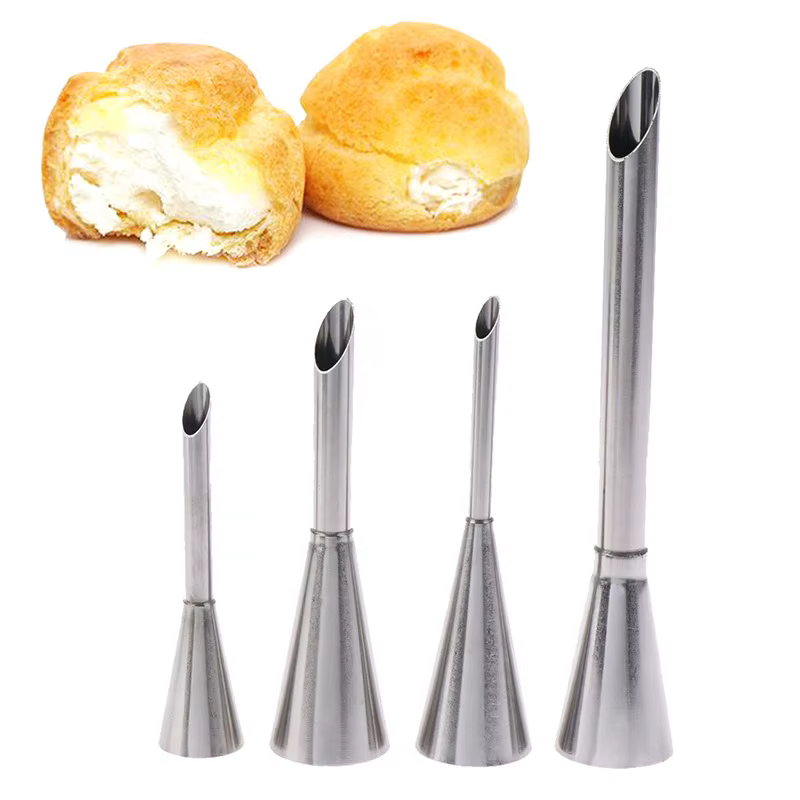 Buses de crème bouffantes en acier inoxydable, 1/4 pièces, pointe de tuyauterie de glaçage pour gâte
