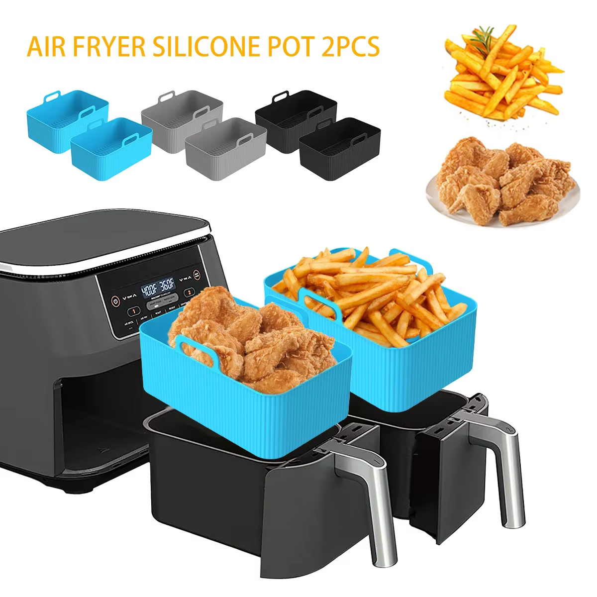 Revêtement en Silicone pour friteuse à Air Ninja, 2 pièces, accessoires pour friteuse à double Air, 