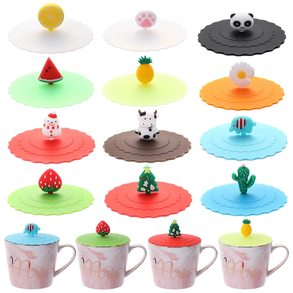 Couvercle de Tasse en Silicone, Résistant à la Chaleur, Scellé, Anti-Poussière, à Ventouse, 10 Pièce