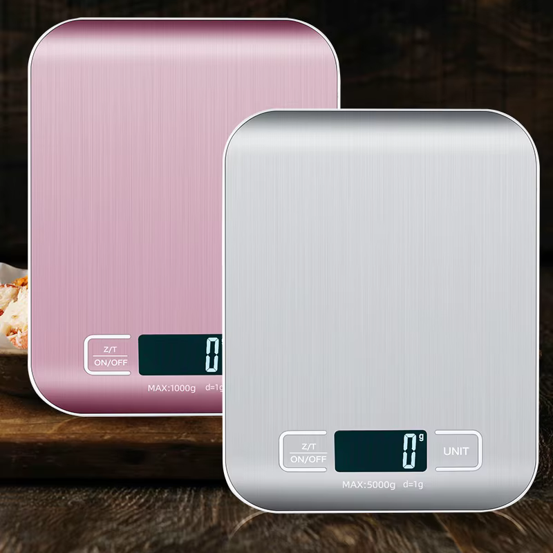 Balance de cuisine numérique 5kg/10kg, affichage LCD, balances électroniques en acier inoxydable, bi