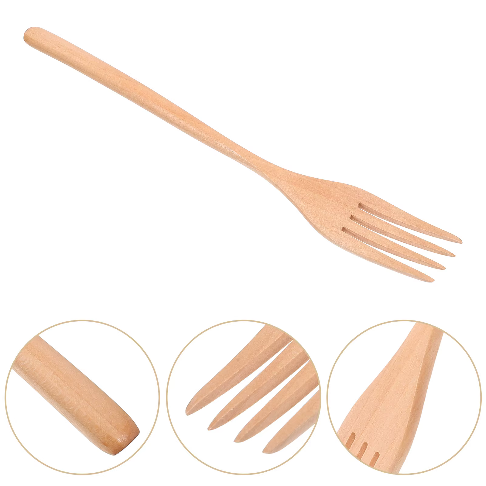 Fourchette en bois à Long manche pour salade, fruits, cuisine, ustensile de service, outil d'aliment