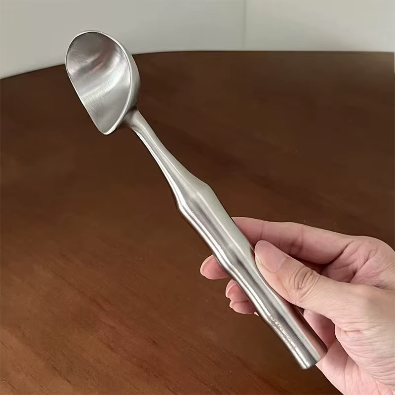 JUSTINLAU Cuillère à glace en acier inoxydable 304, cuillère à melon, cuillère à fruits antiadhésive