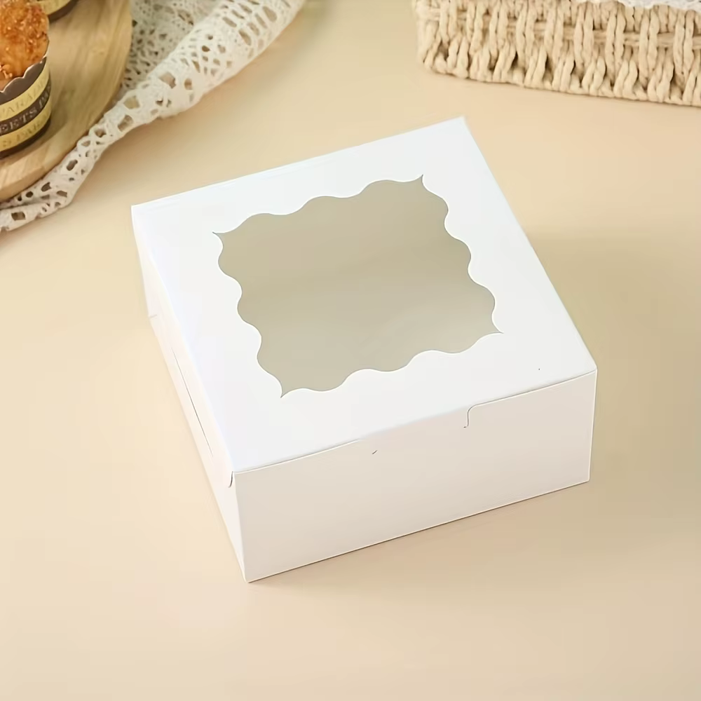 Boîte d'emballage de pâtisserie avec fenêtre, utilisée pour l'emballage de biscuits, macarons, desse