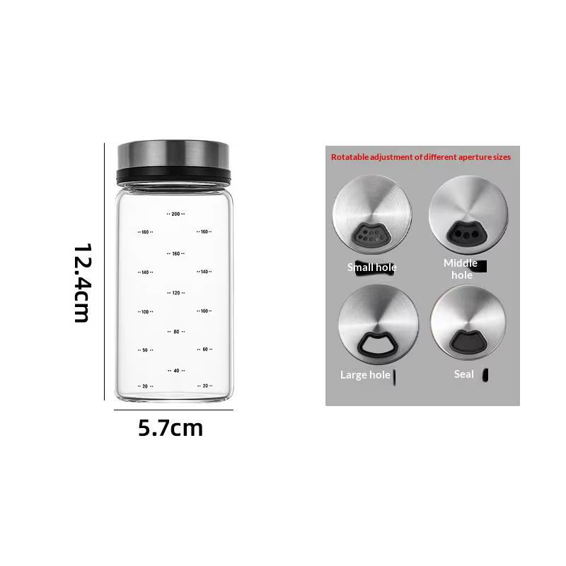 Boîte d'assaisonnement en verre à haute teneur en Borosilicate de 200/300/500ml, bouteille de sel de