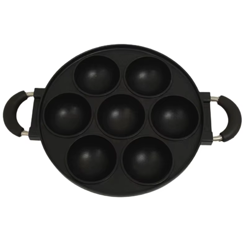Poêle à gâteau antiadhésive à 7 trous, poêle à Omelette en fonte, cuiseur à œufs pour petit déjeuner