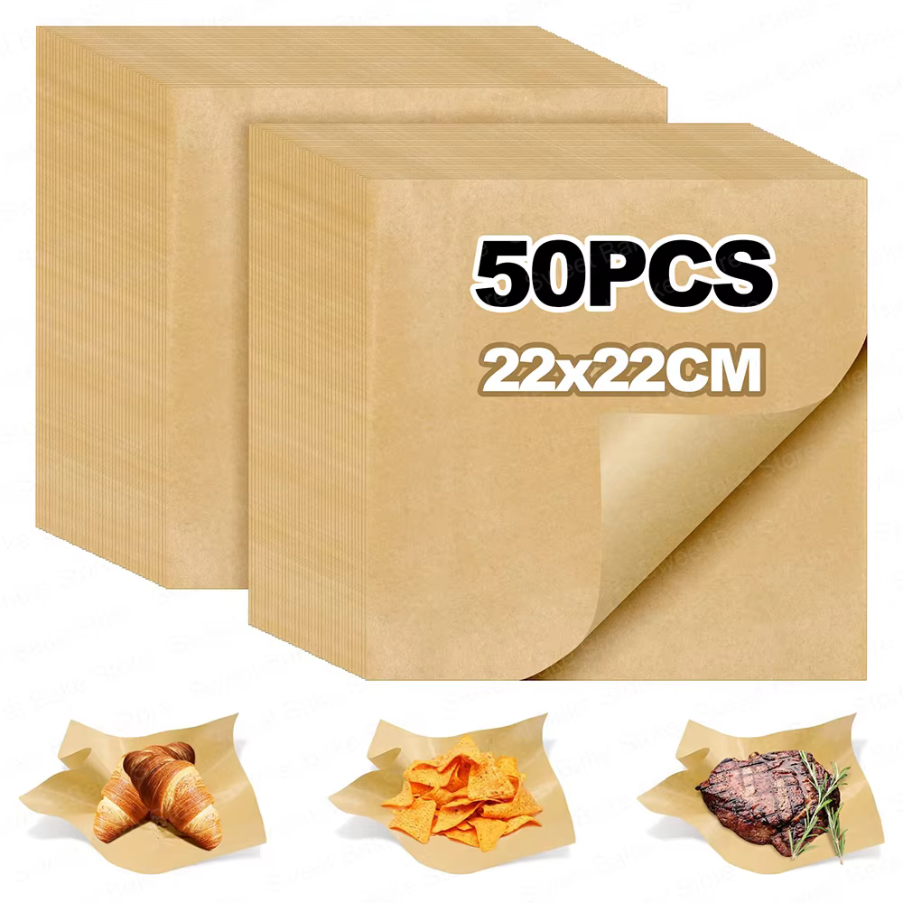 Feuilles de papier sulfurisé pré-découpées pour four, friteuse à air, micro-ondes, tapis de cuisson 