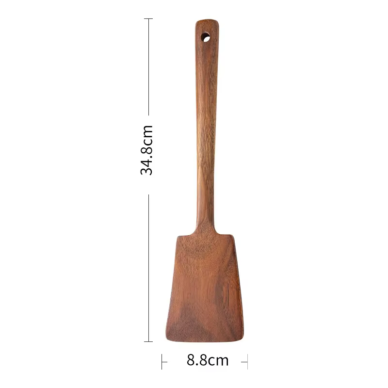 Spatule en bois à Long manche, tourneur plat, spatule de cuisson antiadhésive, pelle à œufs frits, u