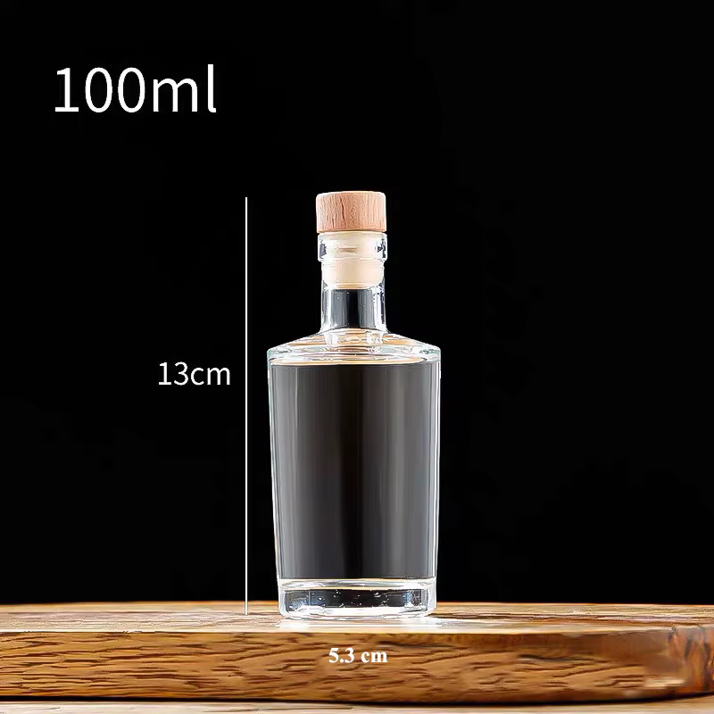 Carafe à whisky de style rond, ustensiles de bar en verre transparent, bouteille d'alcool pour lique