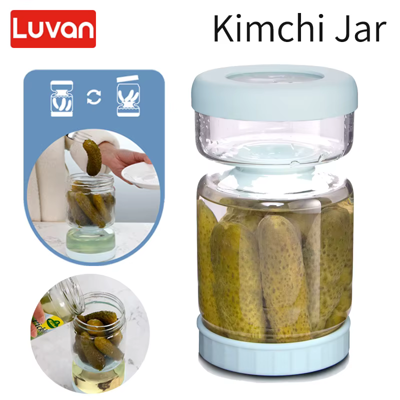 Bocal en verre de 1000 ml pour cornichons et kimchi, récipient de stockage alimentaire, organisateur