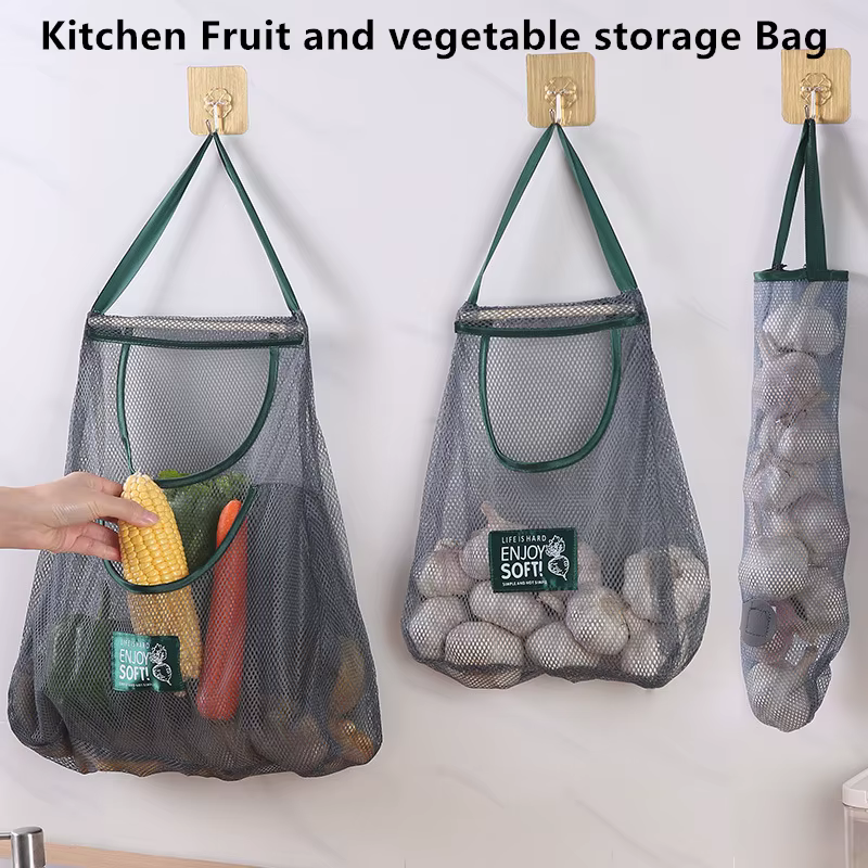 Sacs de rangement réutilisables pour la cuisine, filet de stockage de fruits et légumes pour la mais