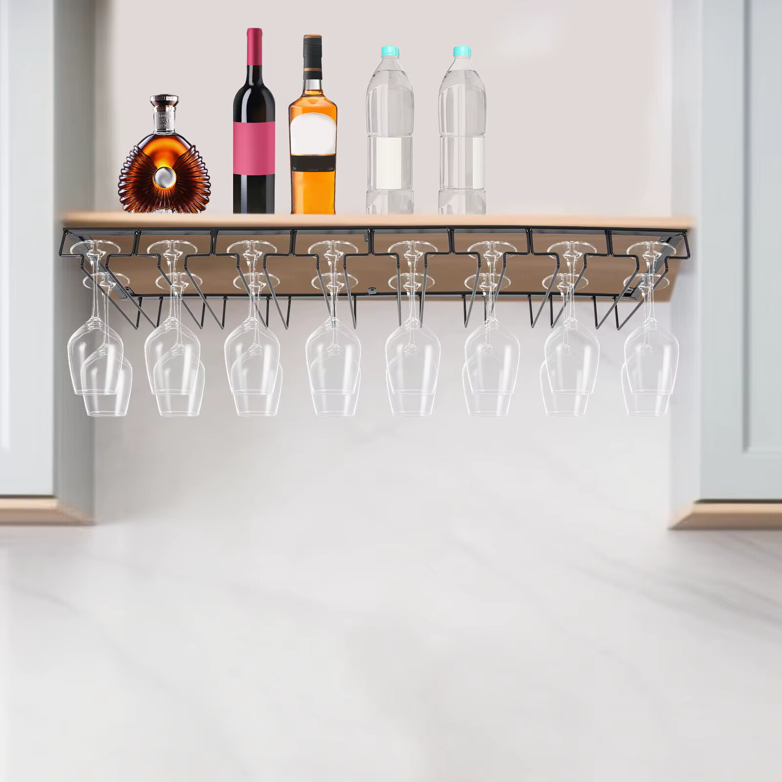 Étagère de rangement murale en métal pour verre à vin, support T1, porte-gobelet, 16