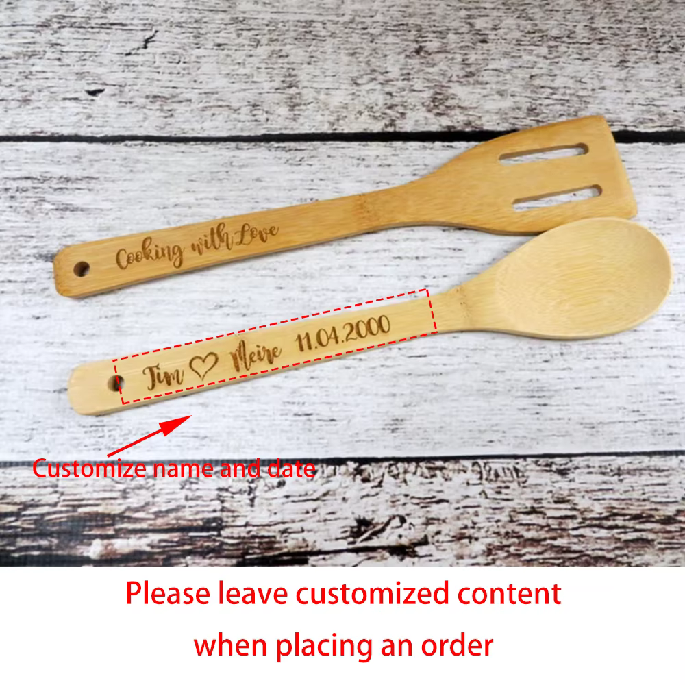 Cuillère en bois personnalisée, spatule, cadeau de pendaison de crémaillère, ustensiles de cuisine,