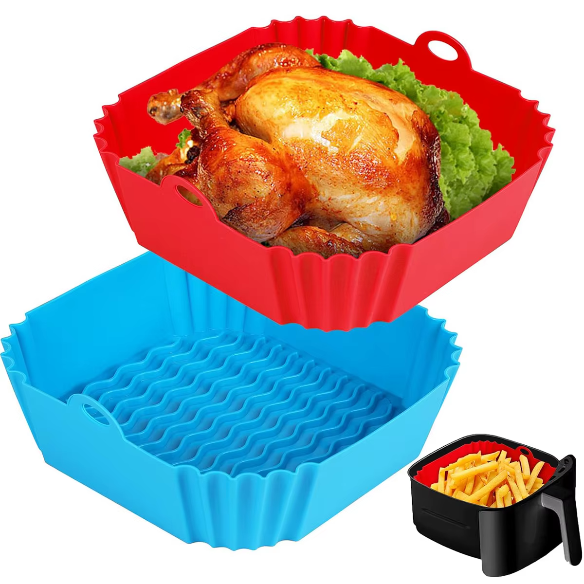 Pot de revêtement en Silicone pour friteuse à Air, panier de friteuse à Air, Gadgets de cuisine, pla