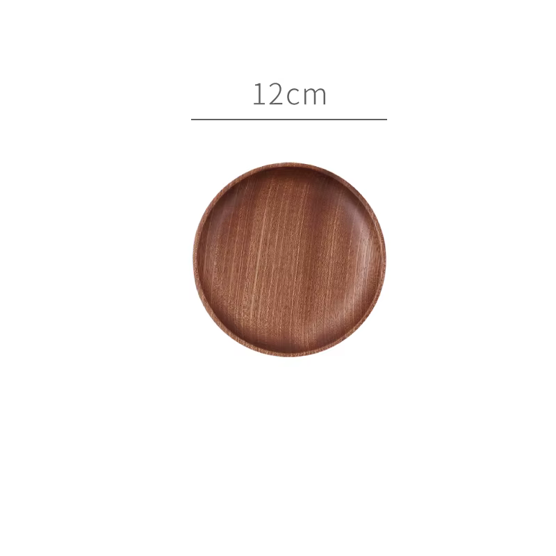 Assiette ronde en bois de Style japonais, plateau à collation en grain naturel de noyer, plat en boi