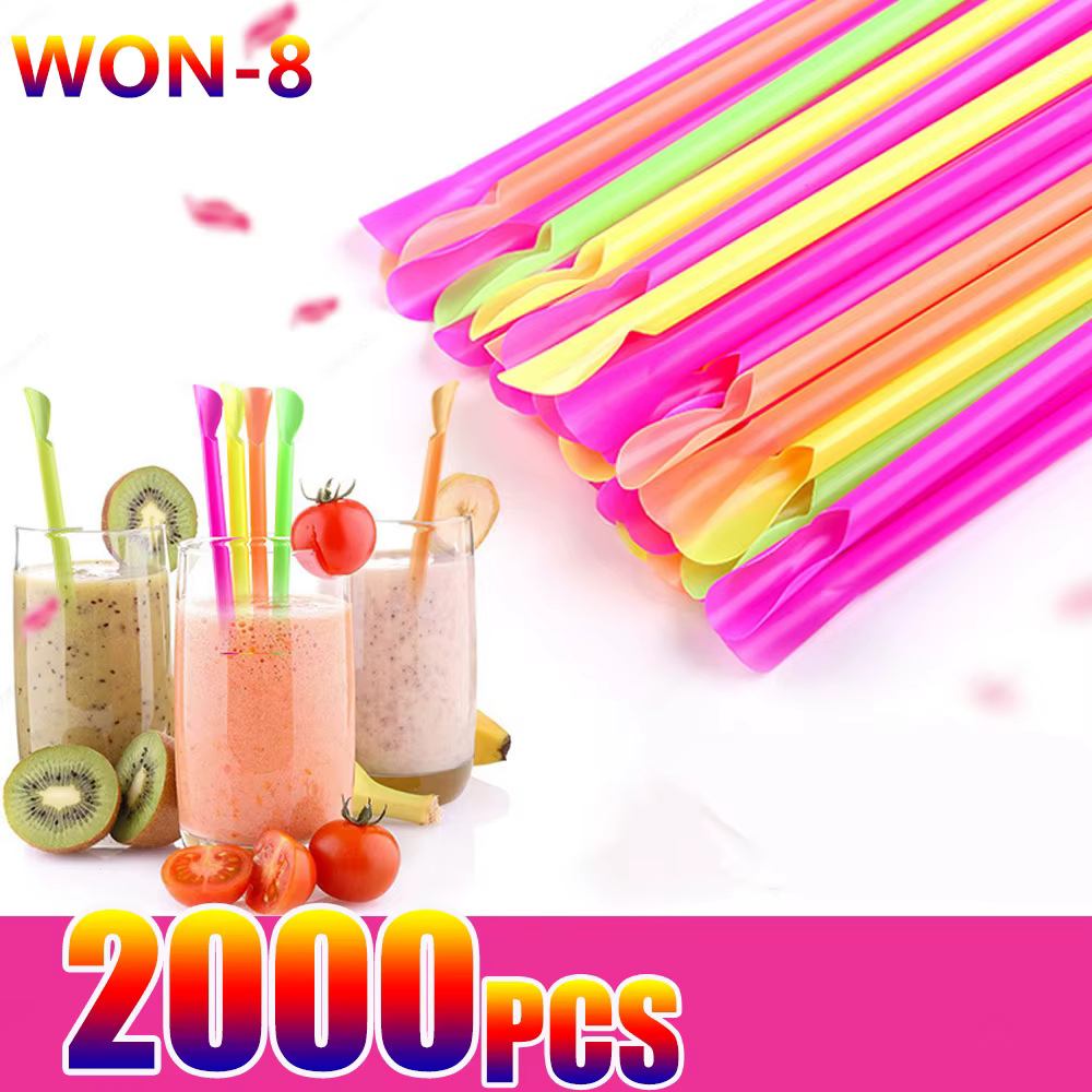 Pailles en Forme de Cuillère pour Boire Milkshake, Fournitures de ixd'Anniversaire, pour Bar, Vente 