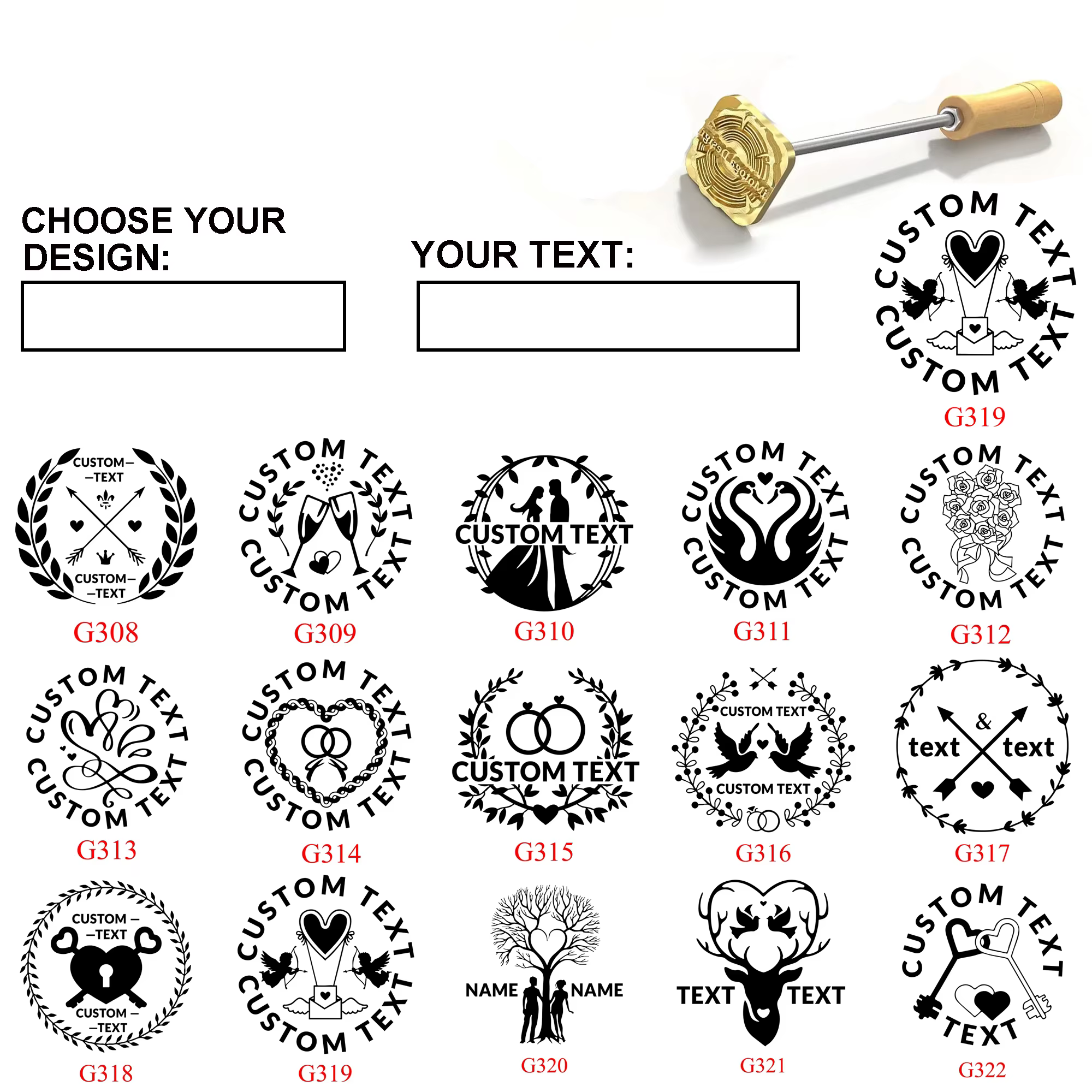 Fer de marquage personnalisé pour hamburger, fer de marquage avec logo personnalisé en laiton de qua