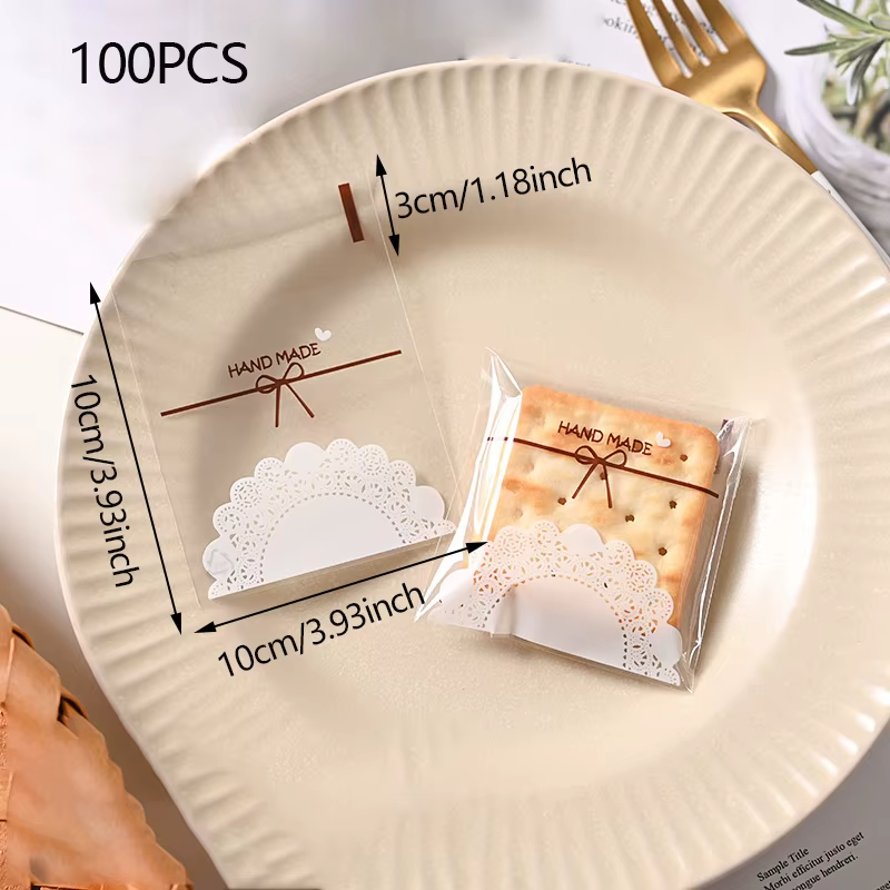 100 pièces/200psc-sac auto-scellant pour pain pâtissier imprimé