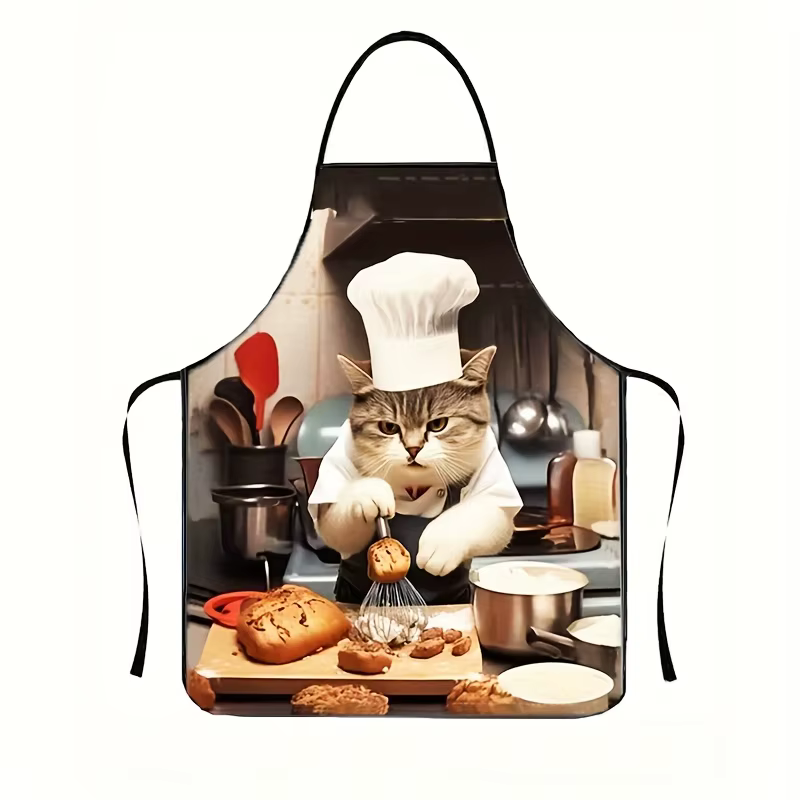 1 tablier de cuisine WhiskerWonders Cat Chef en tissu tissé 100% polyester 150g/m² unisexe pour la p
