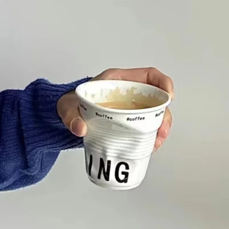 Tasses et tasses de Style coréen de 6.7oz, tasse à café en céramique blanche, tasse anti-rides nordi