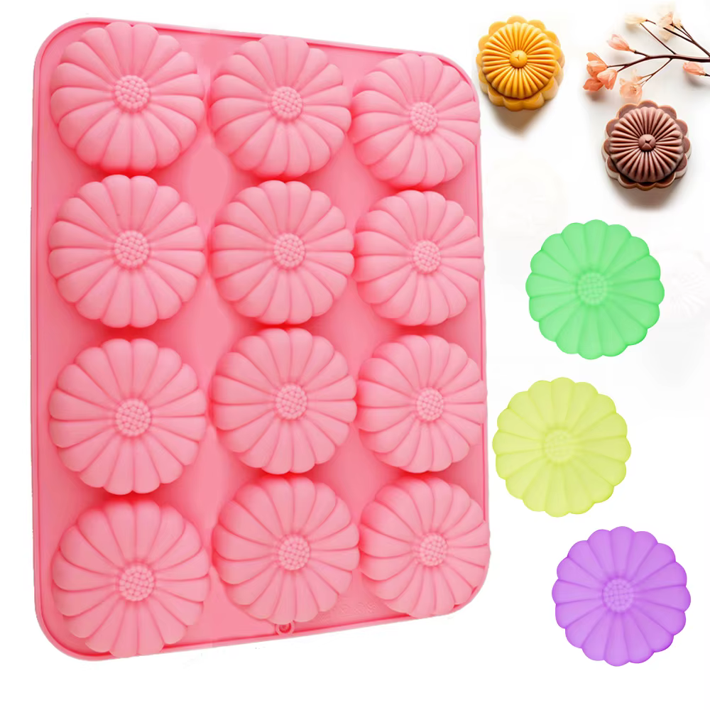 1 moule à gâteau en silicone en forme de tournesol, peut être utilisé pour faire des gâteaux, des bo