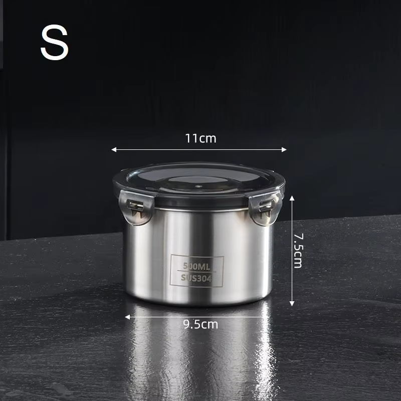 Bocaux de stockage 500/900/1400ml, récipient scellé en acier inoxydable, organisateur de baril de cu