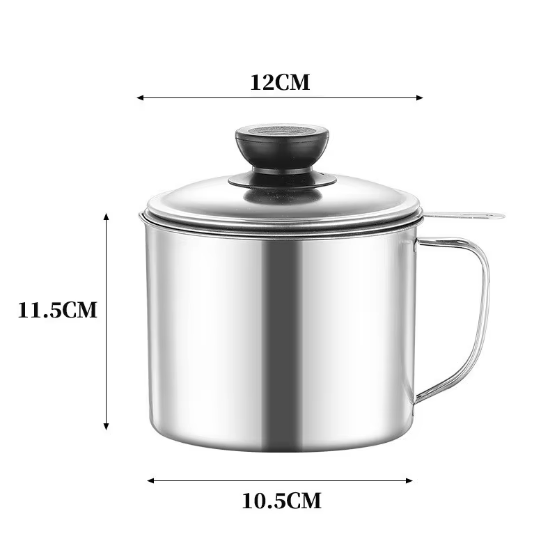 Filtre à huile de 2/1,5 l, panier de stockage d'huile, Pot en acier inoxydable avec panier et couver
