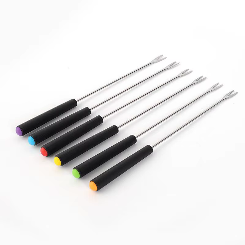 Lot de 6 fourchettes à fondue et à griller, muddler, fourchettes à fruits réutilisables, fourchettes