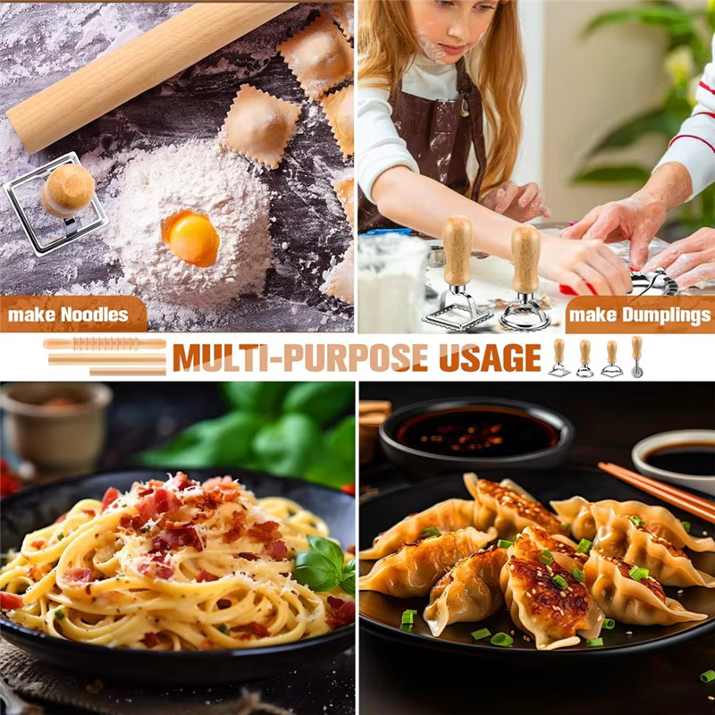 FLYY-9-Pc Kit d'outils de fabrication de pâtes-avec planche à Gnocchi, coupe-pâtes, tampon de raviol