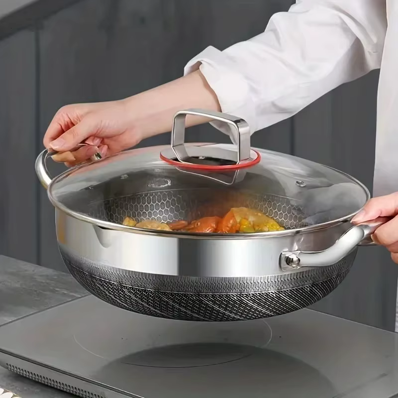 Poêle à frire en acier inoxydable, 316 Stock, poêle antiadhésive de qualité alimentaire, fond de Pot