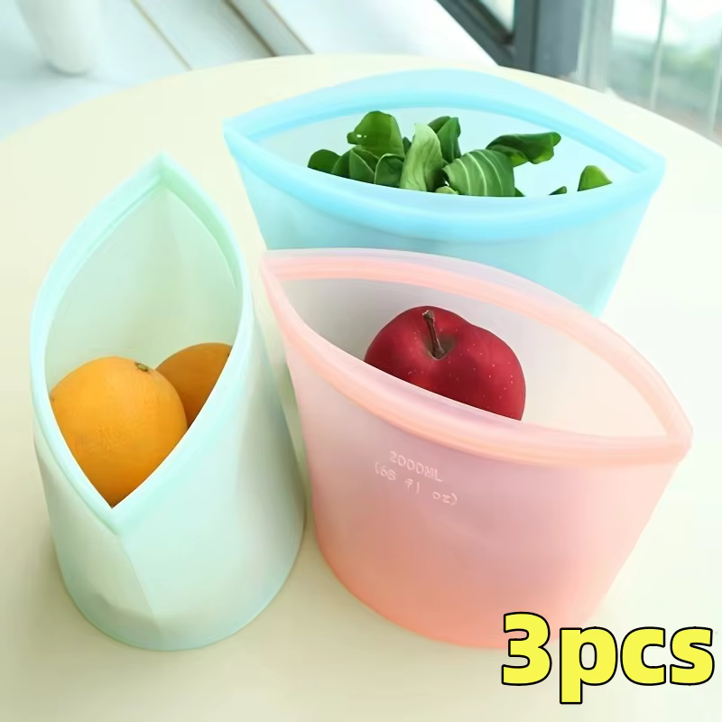 Conteneurs alimentaires en Silicone, sacs de rangement réutilisables, ensemble de sacs à fermeture é
