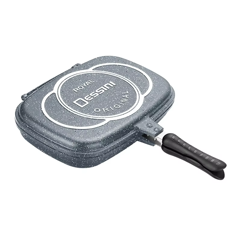 Plaque de cuisson réversible antiadhésive double face côtelée et plate pour barbecue, utilisation in